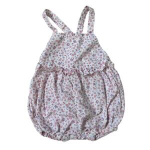 Vintage 3-6M The Children's Place Ruffle Floral Pinafore Overalls Snap Closure